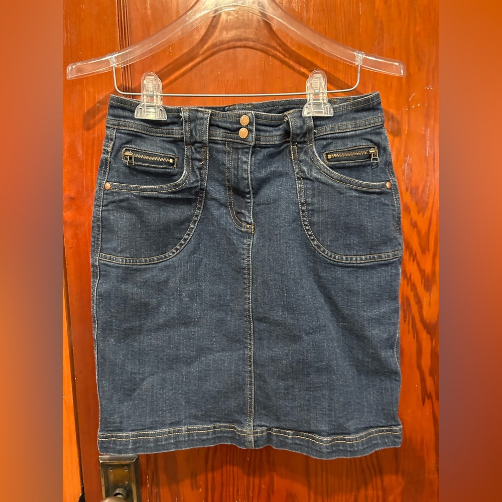 Vintage Y2K La Blues denim skirt zipper pockets and slit